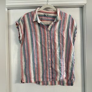 Orvis Pink, Blue & Green Vertical-Stripe Button Shirt